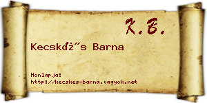 Kecskés Barna névjegykártya