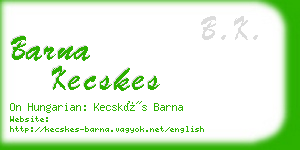 barna kecskes business card